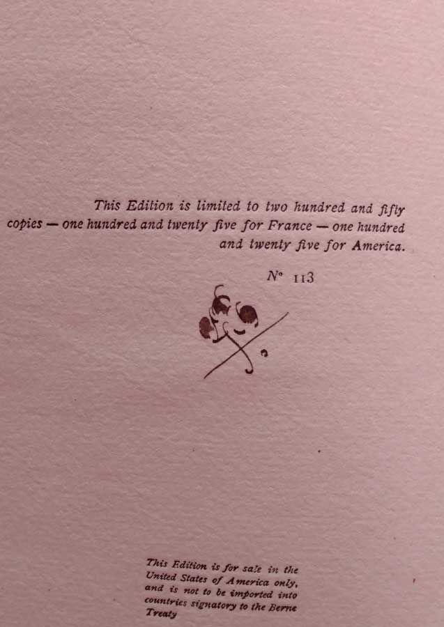 The Baronet and the Butterfly Limitation page: This is #113 of 250 issued.